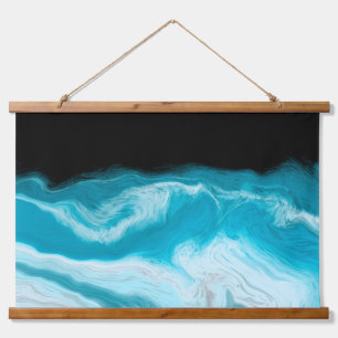 Blue and White Marble Waves Hanging Tapestry