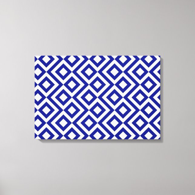 Blue and White Meander Canvas Print (Front)