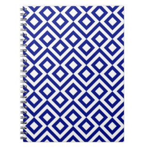Blue and White Meander Spiral Notebook