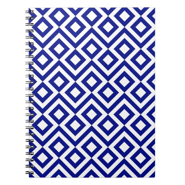 Blue and White Meander Spiral Notebook (Front)