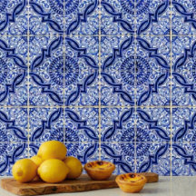 Blue and White Mediterranean Azulejo Pattern