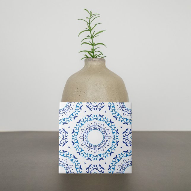 Blue and White Mediterranean Portuguese Azulejo Tile (Creator Uploaded)