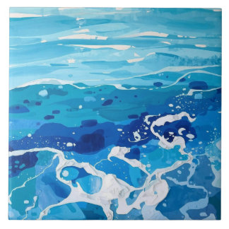 Blue and White Mediterranean Sea Azulejo Tile