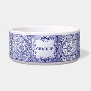 Blue and White Mediterranean Tile Custom Pet Name