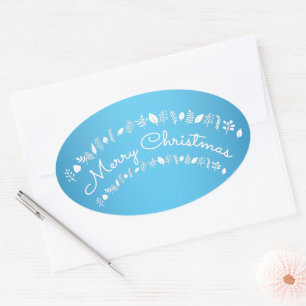 Blue And White Merry Christmas Rectangle Stickers