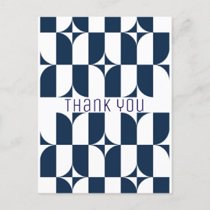 Blue and white mid-century modern postcard