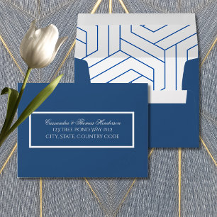 Blue and White Minimalist Wedding Addressed Envelope