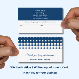 Blue and White Modern Combo Thank You & Appointment Card