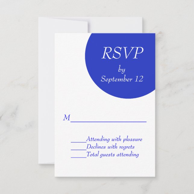 Blue and White Modern Custom Wedding RSVP Card (Front)