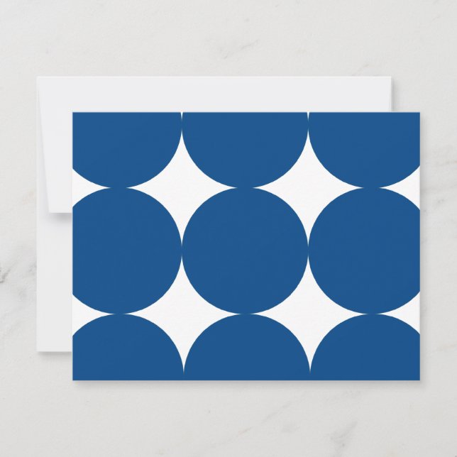 Blue and White Modern Polka Dots Wedding RSVP card (Front)