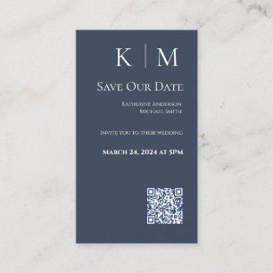 Blue and white-Modern-Save the Date- Business Card