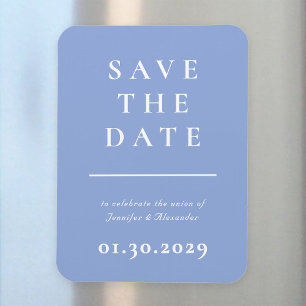 Blue and White Modern Save the Date Magnet