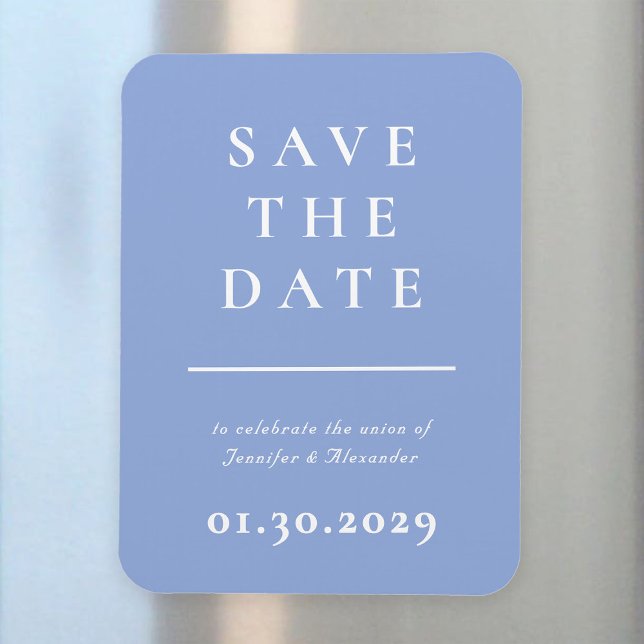 Blue and White Modern Save the Date Magnet (Creator Uploaded)