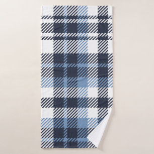 Blue and White modern tartan plaid Scottish seamle Bath Towel