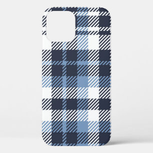 Blue and White modern tartan plaid Scottish seamle iPhone 12 Case
