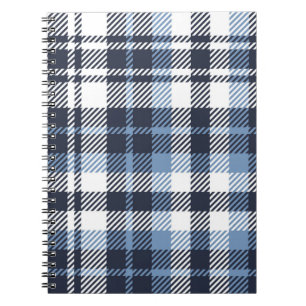 Blue and White modern tartan plaid Scottish seamle Notebook