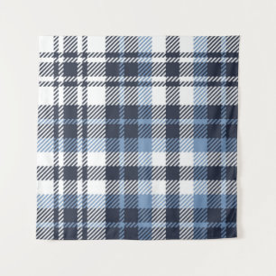 Blue and White modern tartan plaid Scottish seamle Tapestry