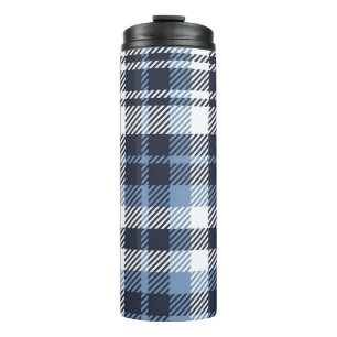 Blue and White modern tartan plaid Scottish seamle Thermal Tumbler