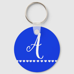 Blue and White Monogram Initial Key Ring