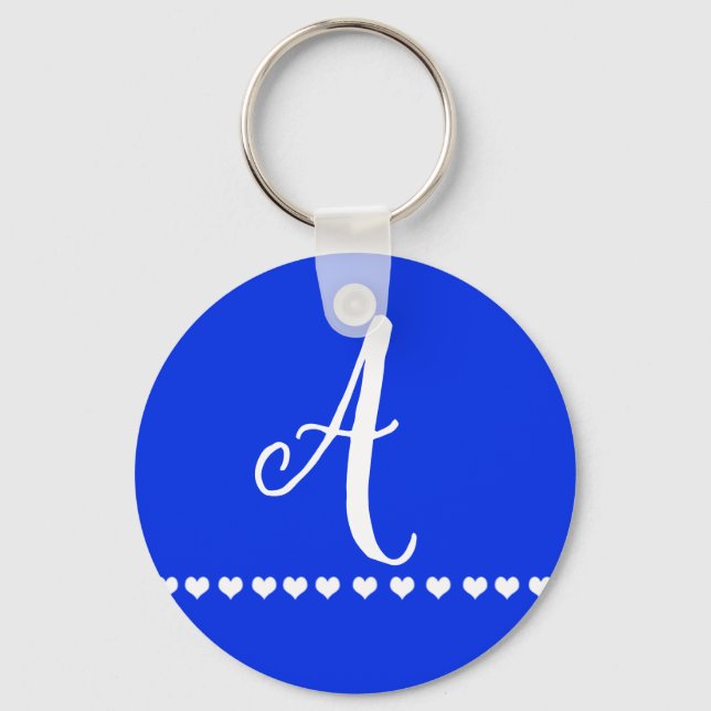 Blue and White Monogram Initial Key Ring (Front)