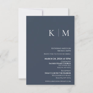 Blue and White-Monogram-Wedding- Invitation