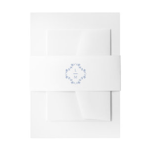 Blue and White Monogram Wedding Invitation Belly Band