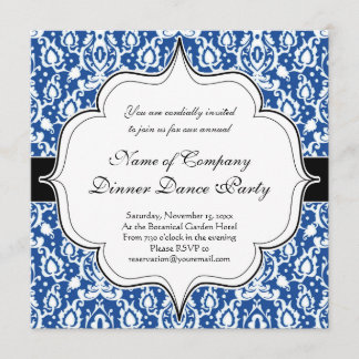 Blue and White Moroccan Damask Invitation