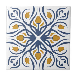 Blue and White Moroccan Pattern Tile
