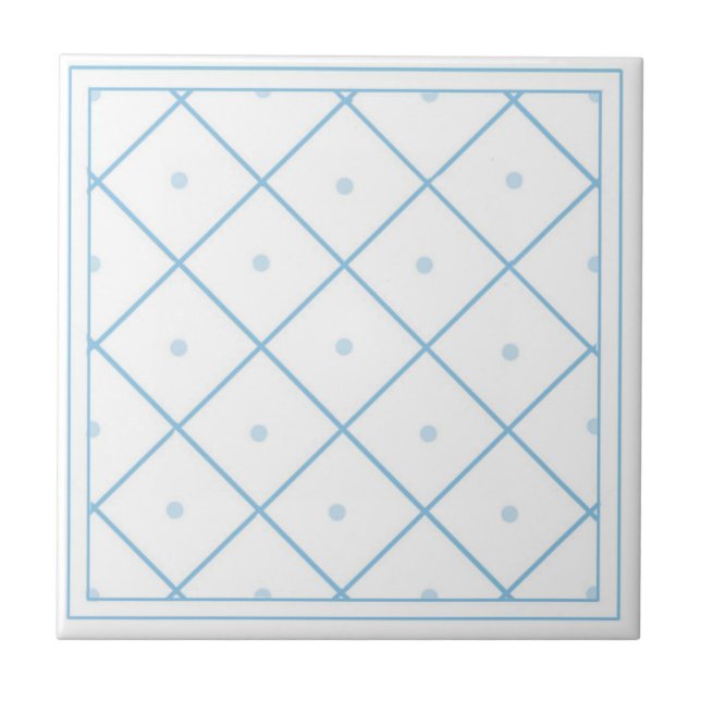 Blue and White Moroccan Patterned Tile (Front)