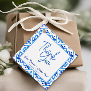 Blue and White Moroccan Thank You Wedding Favour  Tags
