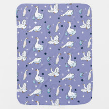 Blue and White Mother Goose and Baby Goose Pattern