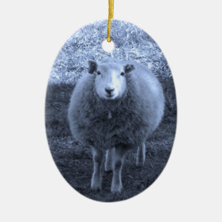 Blue and White Mother sheep Ceramic Tree Decoration