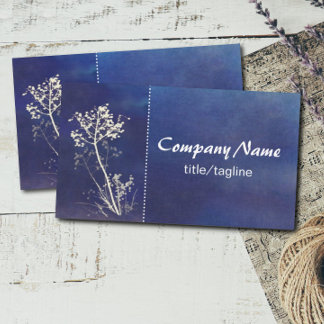 blue and white nature art watercolor style custom business card