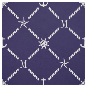 Blue and White Nautical Monogram Fabric
