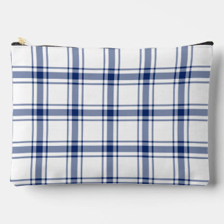 Blue and White Nautical Plaid Accessory Pouch