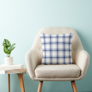 Blue and White Nautical Plaid Cushion