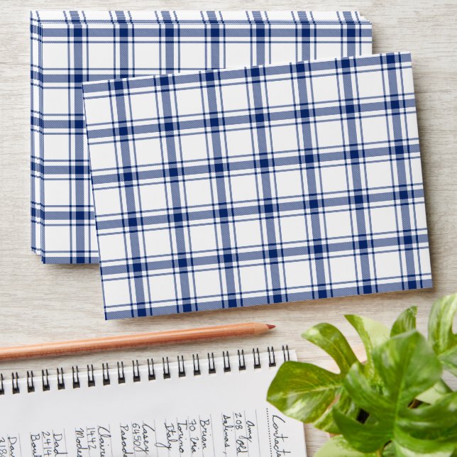 Blue and White Nautical Plaid Envelope (Stacked)