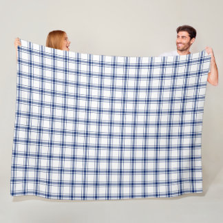 Blue and White Nautical Plaid Fleece Blanket