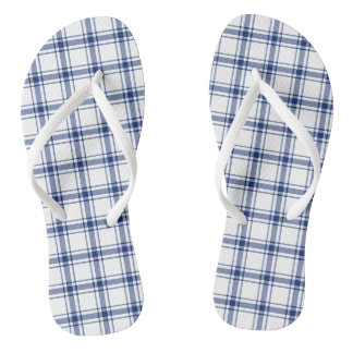Blue and White Nautical Plaid Jandals