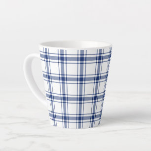 Blue and White Nautical Plaid Latte Mug