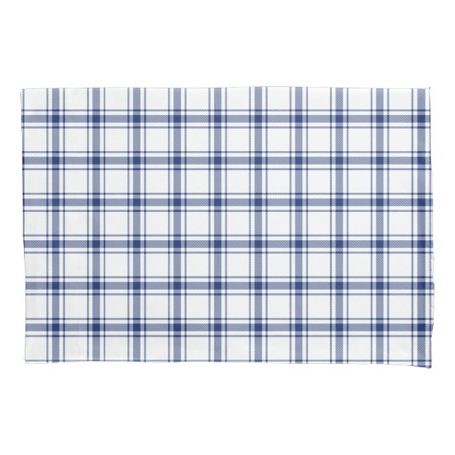 Blue and White Nautical Plaid Pillowcase (Front)