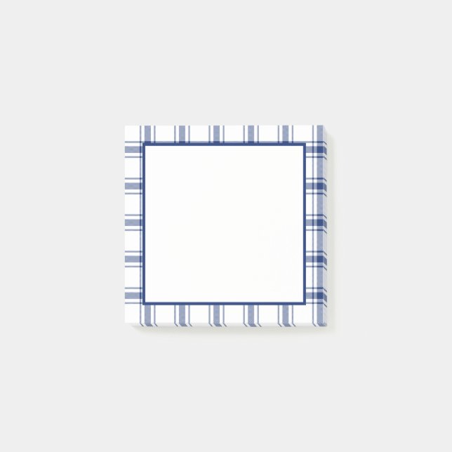 Blue and White Nautical Plaid Post-it Notes (Front)