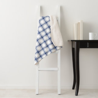 Blue and White Nautical Plaid Sherpa Blanket