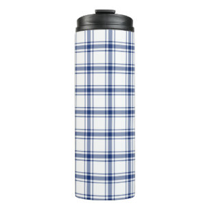 Blue and White Nautical Plaid Thermal Tumbler