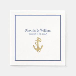 Blue and White Nautical Themed Wedding Napkin