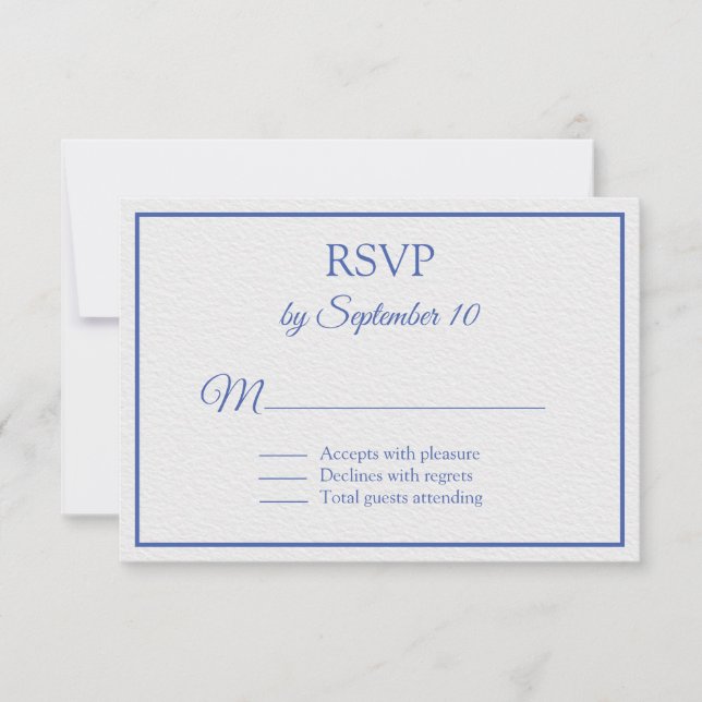 Blue and White Nautical Themed Wedding RSVP Card (Front)
