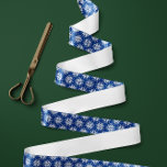 Blue and White Nordic Snowflake Pattern Satin Ribbon<br><div class="desc">The classic winter motif of snowflakes gets a modern twist with this pixelated, Nordic style, snowflake pattern in royal blue and white. Wrap your holiday gifts in a warm and cheery ribbon to bring cosy Christmas vibes to friends and family. If blue and white isn't your thing, you can easily...</div>