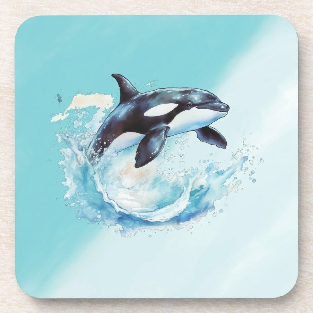 Blue and White Ocra Ocean Beach Nautical Coaster (Front)