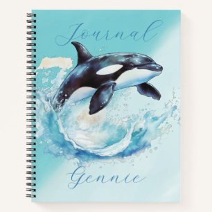 Blue and White Ocra Ocean Beach Nautical Notebook