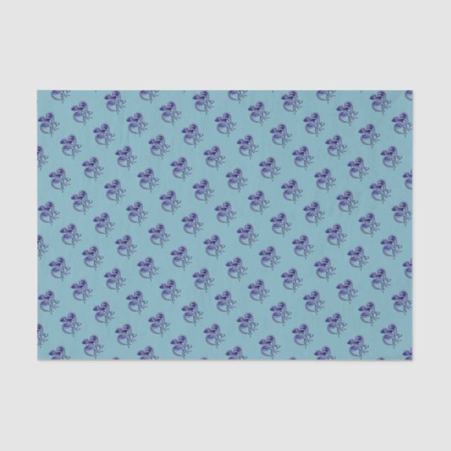 Blue and white Octopus  Tissue Paper (Front)